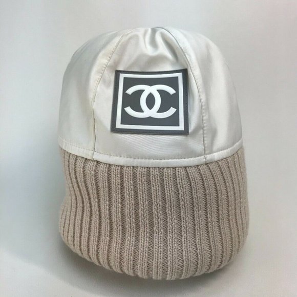 Authentic CHANEL CC CC Mark Sports line logo Knit cap Knit hat - Picture 1 of 10